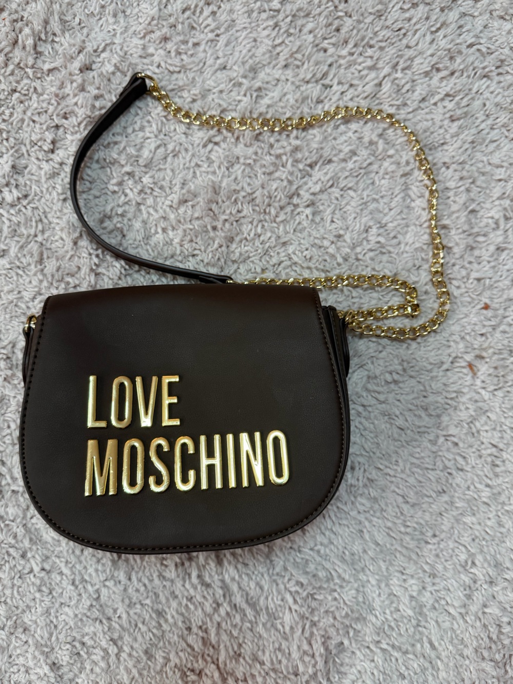 Love Moschino Dark Brown Crossbody with Gold Hardware